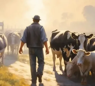 farmer i krava