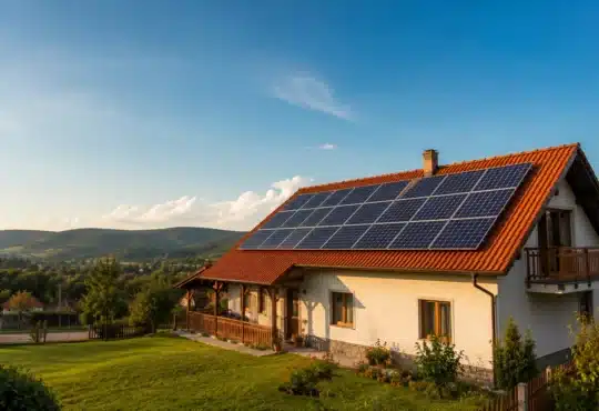 Solarni paneli na krovu kuće u Srbiji tokom sunčanog dana